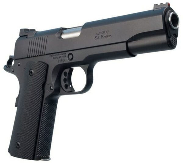 Ed Brown Special Forces1911, Full Size, 45ACP, 5" Barrel, G10 Grips, Black, Thumb Safety, .156 U-Notch Rear Sight, Orange HD XR Front Sight, Recessed Slide Stop, Flattened and Serrated Top of Slide, 7Rd, 2 Magazines