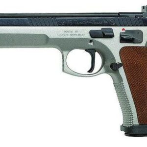 CZ 75 Tactical Sport SAO 40 S&W 5.4" Barrel, Wood Grip SS Frame Black Slide, 10rd