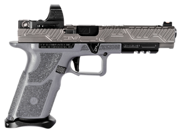 Zev Technologies O.Z-9 Competition 9mm, Single, 5" Barrel, Gray Polymer Grip, Titanium Gray Stainless Steel Slide, 17rd