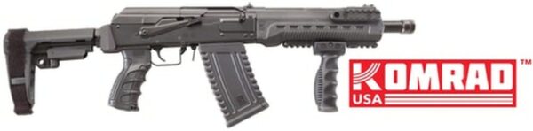 Kalashnikov Komrad AK 12 Ga, 3", 12.5" Barrel, Black, SBA3 Brace, CAA Pistol, Forward Grip, 5rd Mags