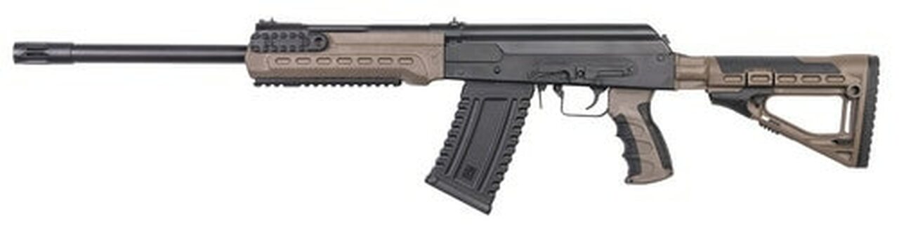 Kalashnikov USA KS-12, Semi-automatic, 12 Ga 3" Chamber, 18" Barrel with Muzzle Brake, Flat Dark Earth, Collapsible Stock, 1-10Rd Magazine, Handguard with Picatinny Rails