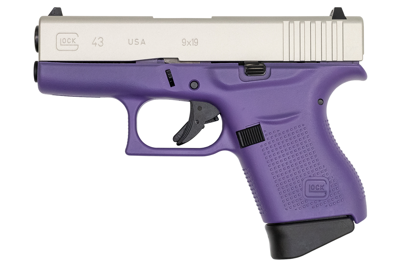43 9mm Carry Conceal Pistol with Cerakote Purple Grip Frame and Shimmering Aluminum Slide - Firearms | The Gun Shop