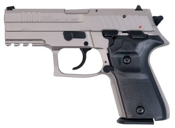 Arex Rex Zero 1 Compact Single/Double 9mm 3.85" Barrel, Black Polymer Grip Nickel Frame/Slide, 15rd