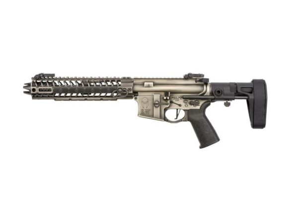 Spike's Spartan Pistol, Maxim Brace 556/223, 8" Barrel, 10" M-LOK Rail, Nickel Boron Battleworn Finish 30rd Mag