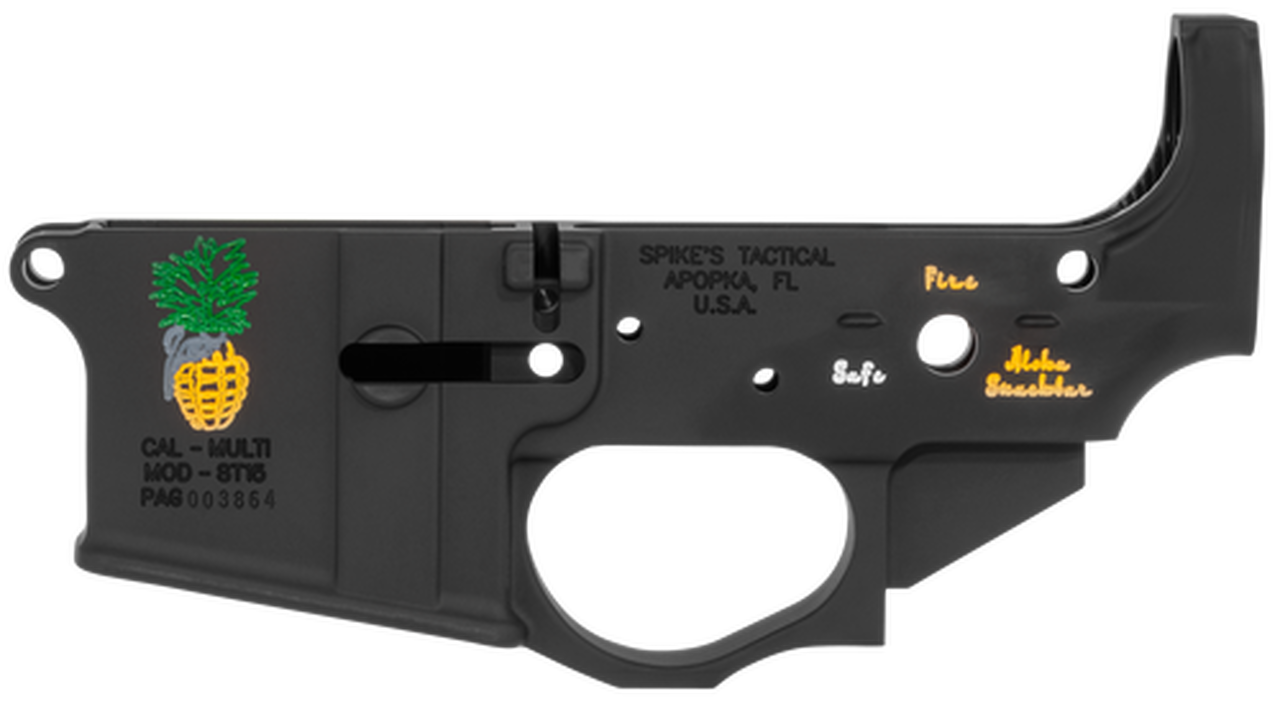 Spikes Pineapple Grenade AR Lower, Multi-Caliber, Black Hardcoat Anodized
