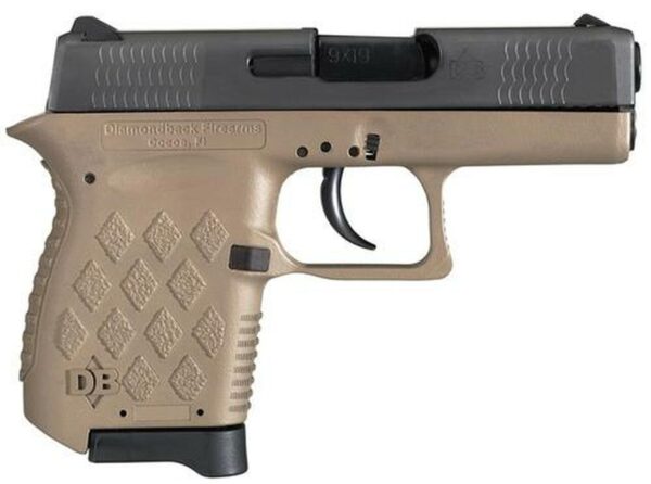 Diamondback Micro-Compact DAO 9mm 3" Barrel, Flat Dark Earth Poly Grip/Frame Black Slide, 6rd
