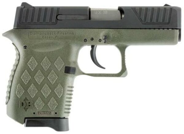 Diamondback DB9 9mm, 3", 6rd, OD Green Frame/Black Slide, Adj. Sights