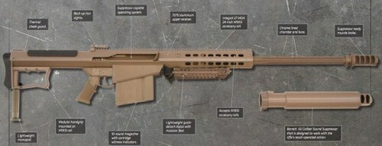 Barrett QDL M107 Sound Suppressor .50 BMG Suppressor, Flat Dark Earth Cerakote, Quick Detach