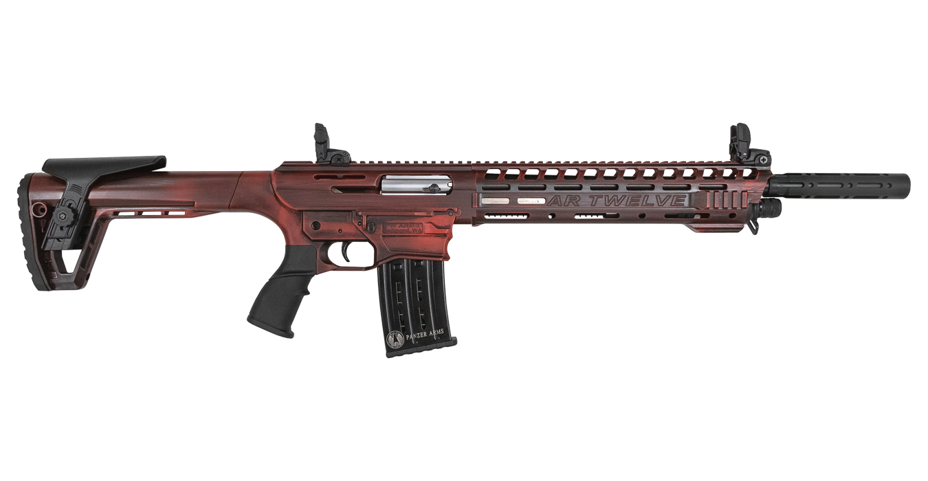 82148-DEFAULT-l AR Twelve 12 Gauge Semi-Auto Shotgun with Distressed Red Cerakote Finish