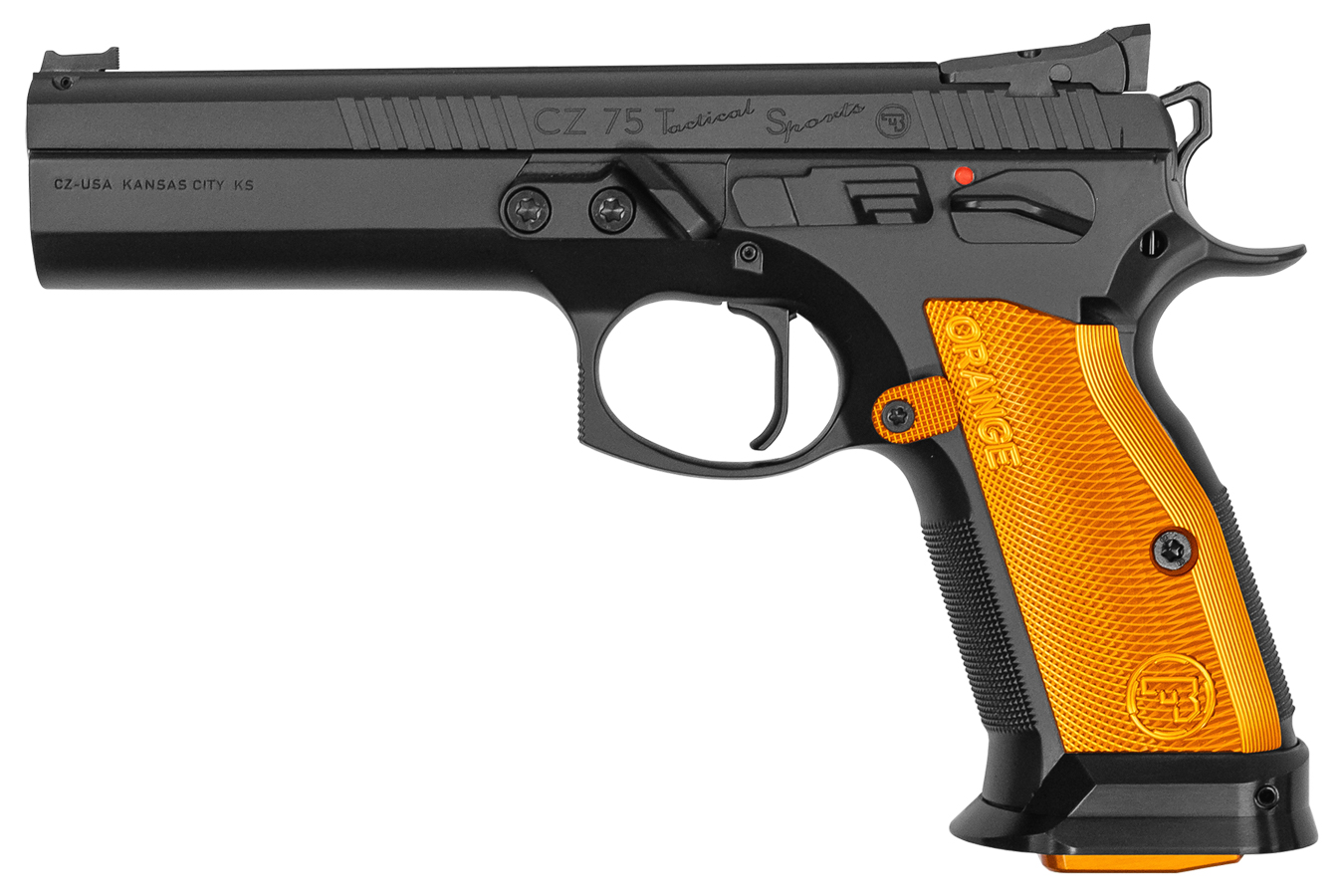 CZ75 Tactical Sports 9mm Pistol with Aluminum Orange Grips - Firearms | The Gun Shop