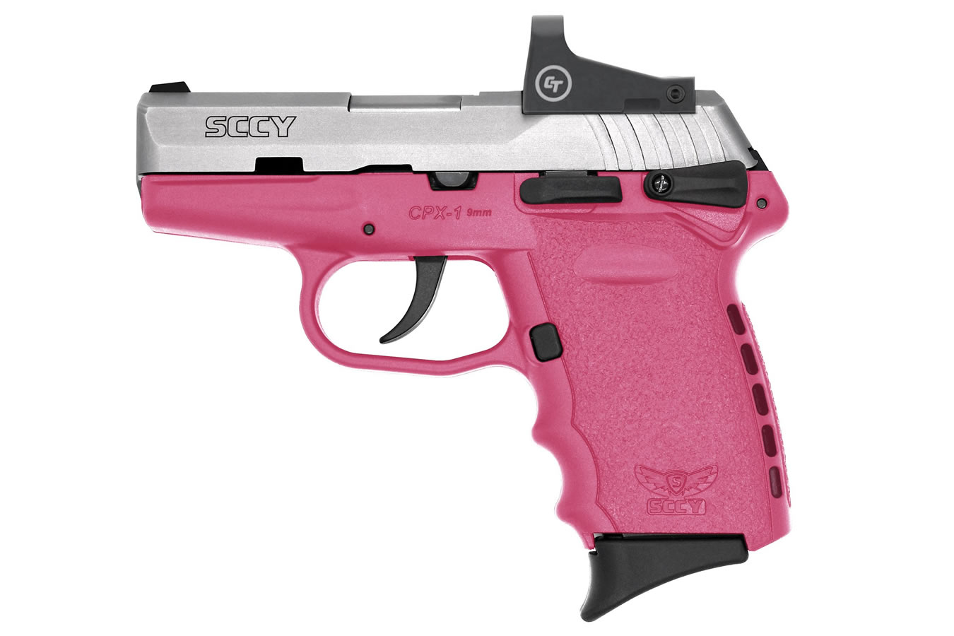 CPX-1 9mm Pistol with Pink Frame/Stainless Slide and Crimson Trace Red Dot