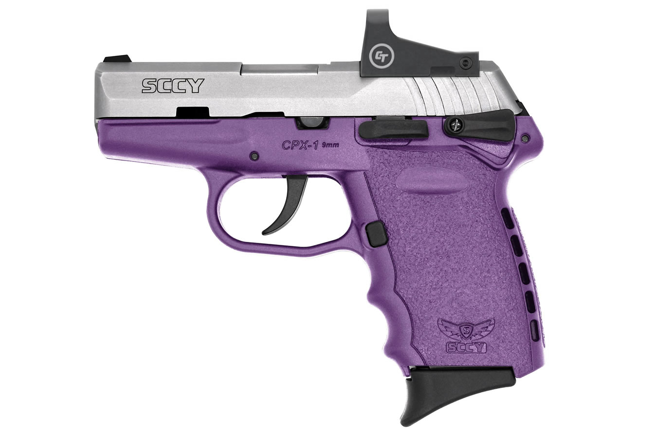 CPX-1 9mm Pistol with Purple Frame/Stainless Slide and Crimson Trace Red Dot - Firearms | The Gun Shop