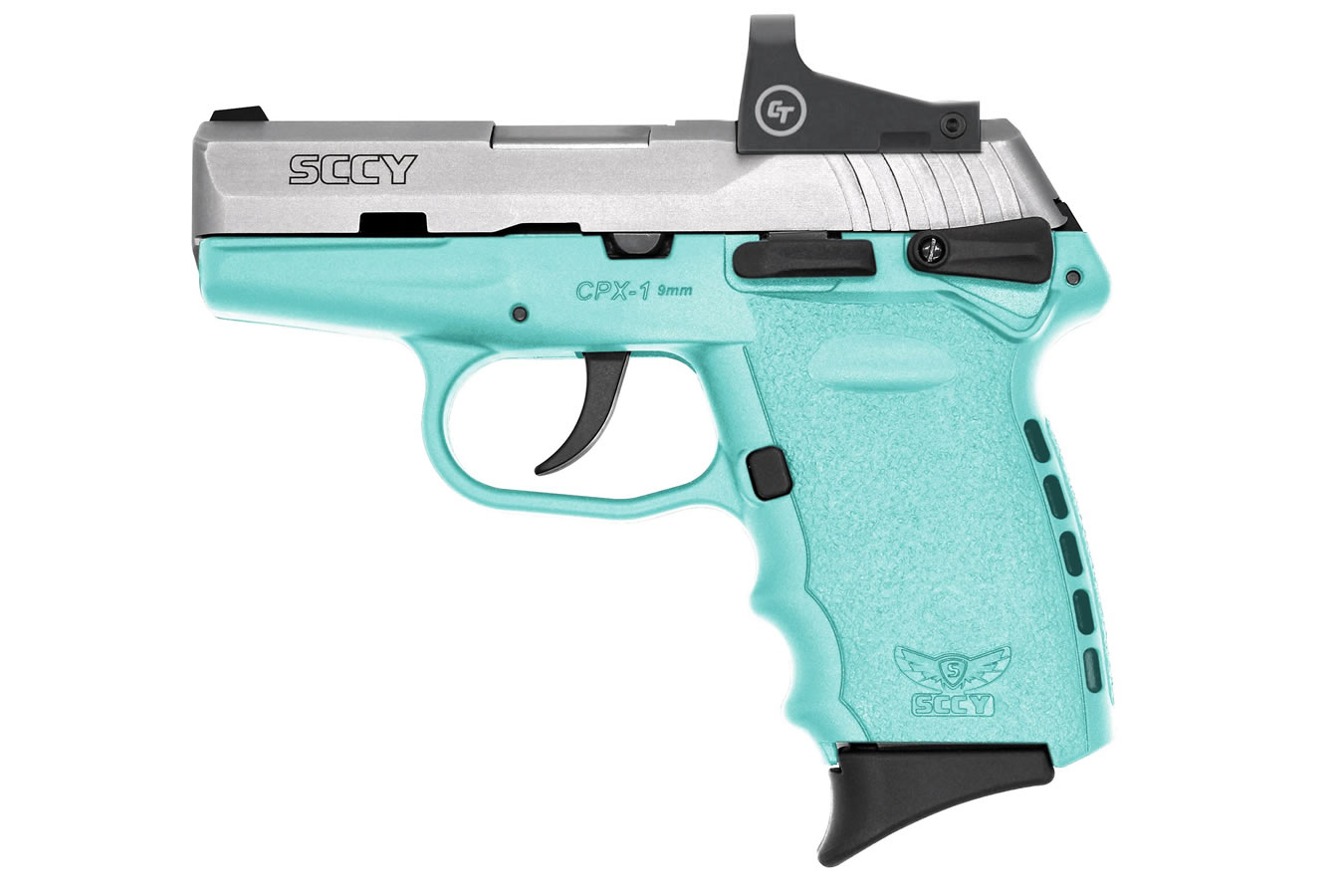CPX-1 9mm Pistol with Blue Frame/Stainless Slide and Crimson Trace Red Dot - Firearms | The Gun Shop