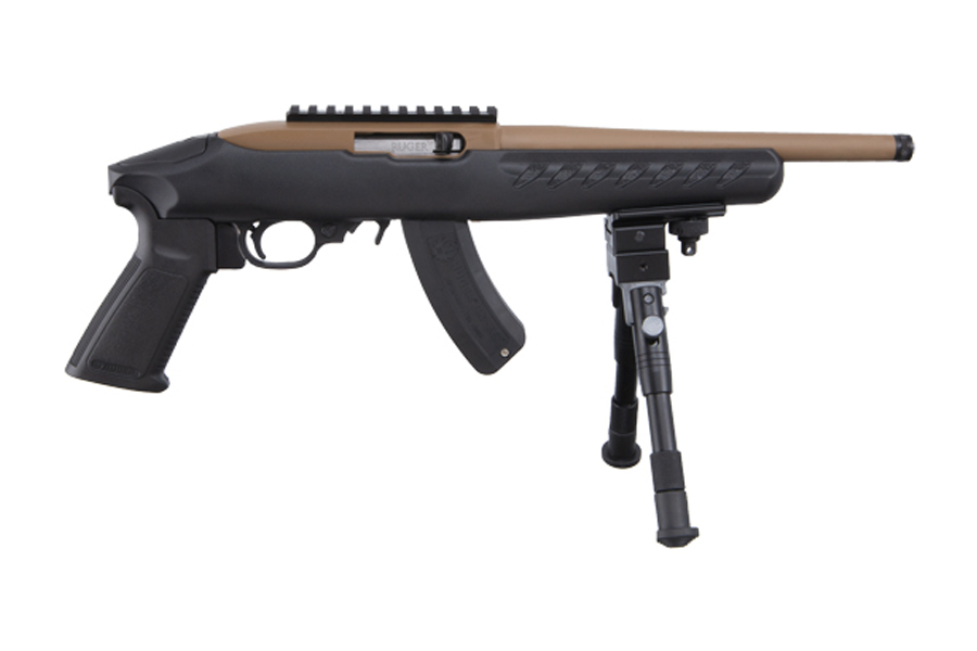 22 Charger 22LR Rimfire Pistol with Dark Earth Cerakote Finish and Bipod