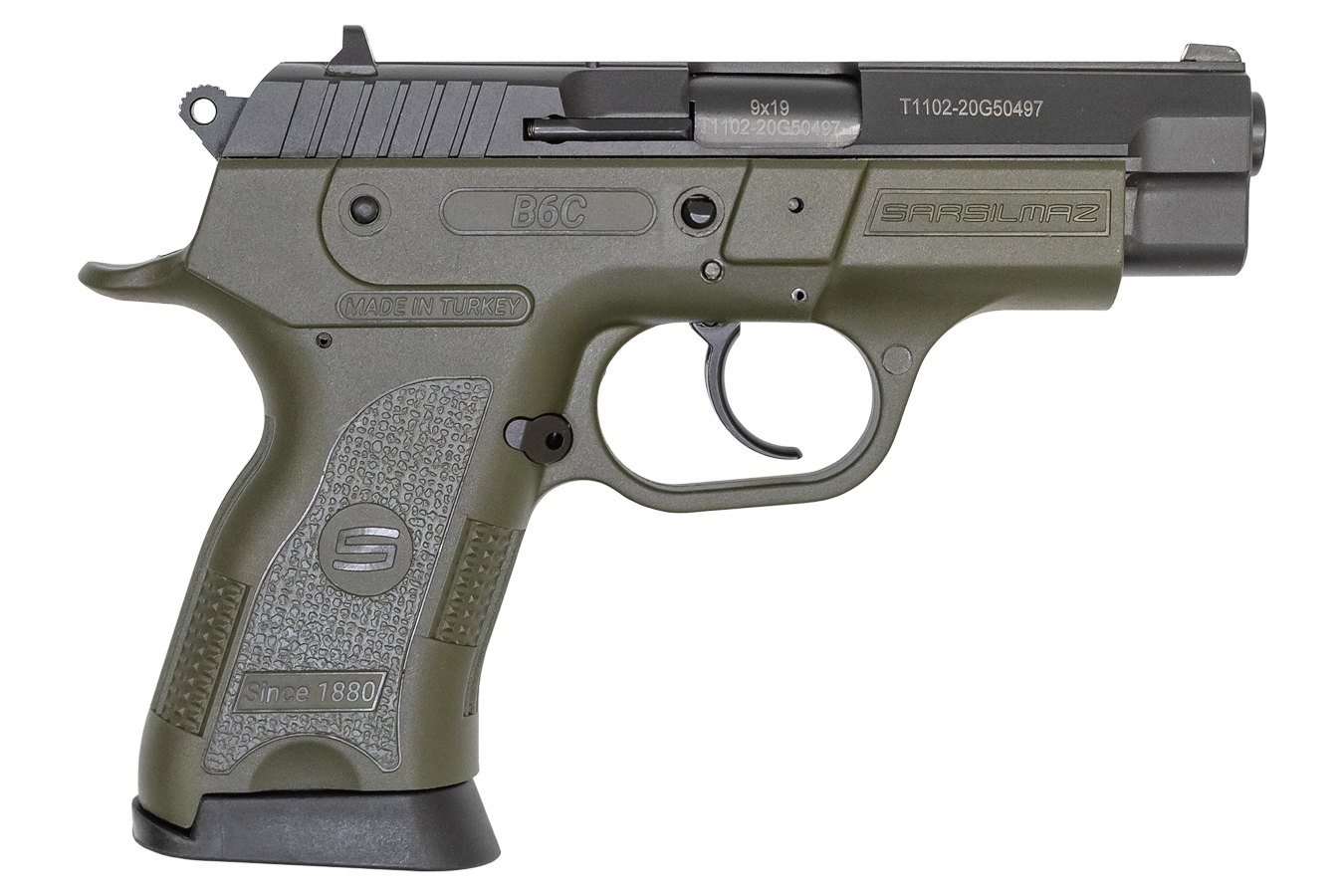 B6C Compact 9mm Pistol with OD Green Frame - Firearms | The Gun Shop