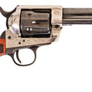 Cimarron Old Silver Frontier 45 Long Colt 4.75" Barrel Engraved Checkered Walnut Grips