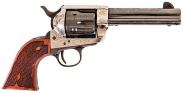 Cimarron Old Silver Frontier 45 Long Colt 4.75" Barrel Engraved Checkered Walnut Grips