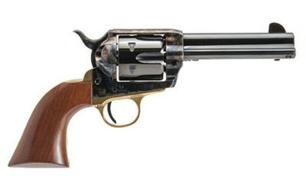 Cimarron Pistolero Revolver, Single Action, 357 Mag/38 Special, 4.75" Barrel, Steel Frame, Black, Walnut Grips, 6Rd PPP357