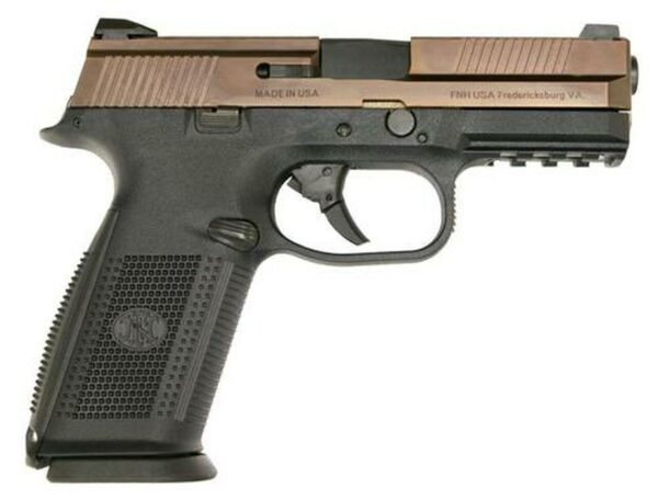 FN FNS 9, 9mm, 4", 17rd, Black Interchangeable Backstrap Grip, Bronze Slide