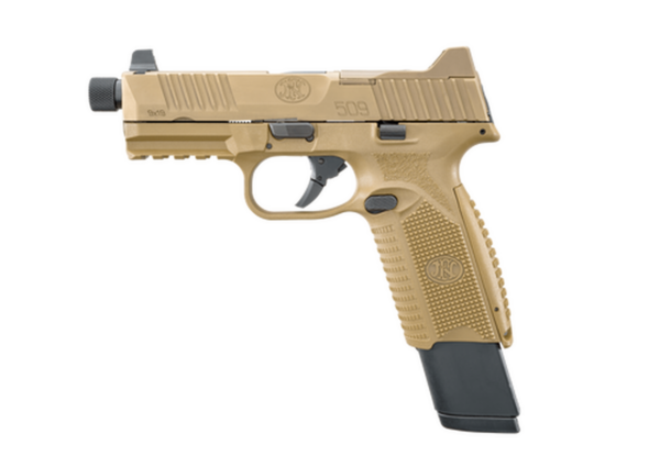 FN 509 Tactical 9mm, 4.5" Barrel, Flat Dark Earth, 3 Dot Night Sights, 3x10rd Mags
