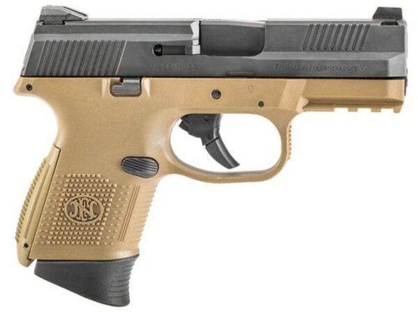 FN FNS-9 Compact, Striker Fired, Compact 9mm, 3.6" Barrel, Flat Dark Earth/Black, 1-12Rd & 1-17Rd Mag