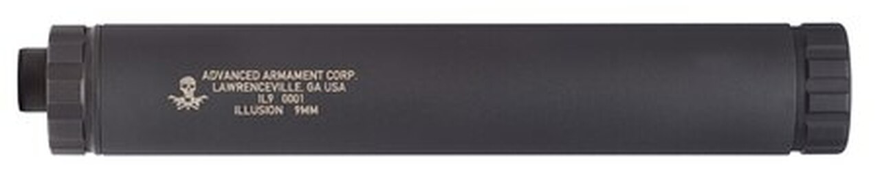 AAC Illusion 9 Pistol Silencer 9mm 1.25 Diameter M13.5x1 Left Hand Threads Nitride Finish - All NFA Rules Apply