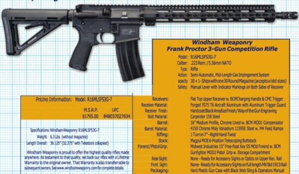 Windham Weaponry 3 Gun Competition Frank Proctor Edition 5.56/223 16" Barrel, 30 R Mag
