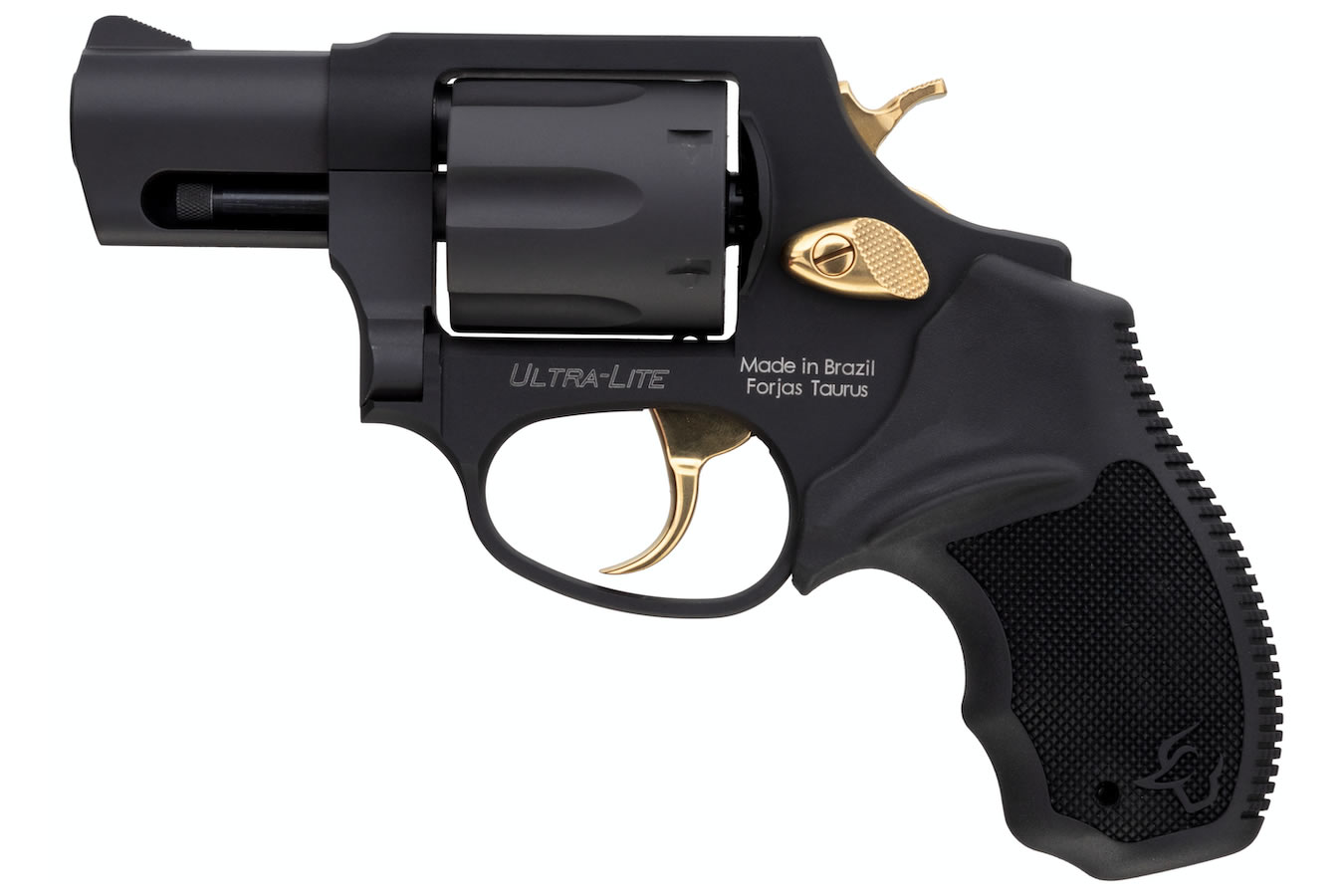 856 Ultra Lite 38 Special Matte Black Double-Action Revolver with Gold Accents