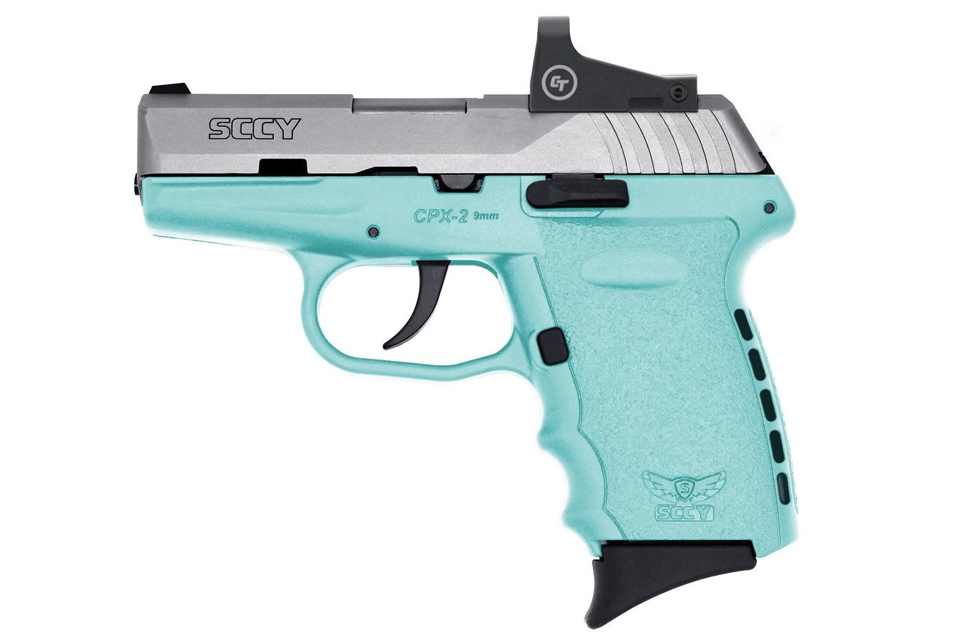 CPX-2 9mm Pistol with Blue Frame/Stainless Slide and Crimson Trace Red Dot - Firearms | The Gun Shop