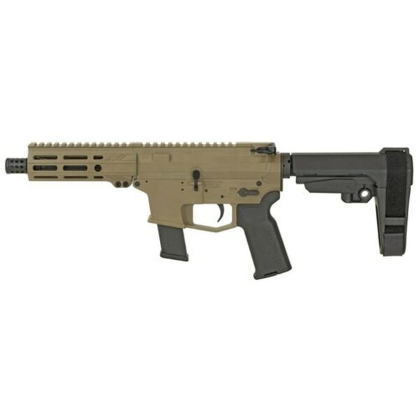 Angstadt Arms, UDP-9 AR-15 Pistol, 9MM, 6" Barrel Flat Dark Earth, SBA3 Brace, M-LOK Handguard 15rd Glock Mag