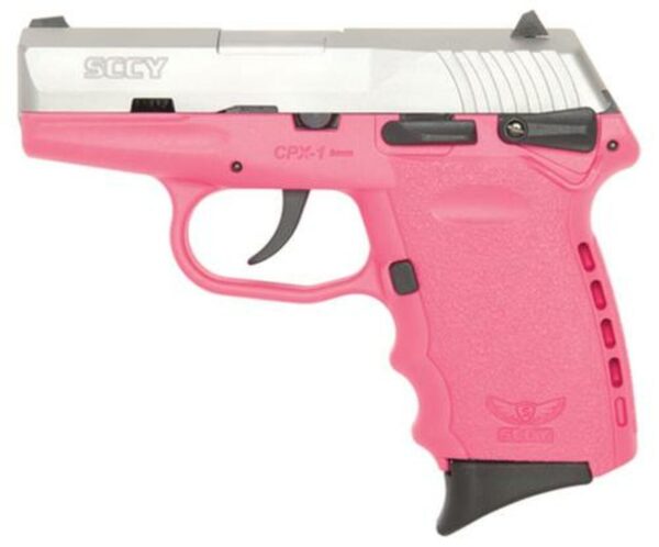 SCCY CPX-1 Two Tone 9mm Natural SS Slide, Pink Frame, 10 Round Manual Safety