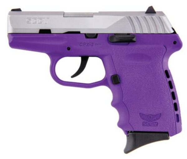 SCCY CPX-2, O Manual Safety 9mm 3.1" Barrel SS Slide Finish Purple Frame 10rd Mag