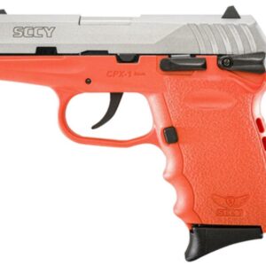 SCCY CPX-1 9mm, 3.1", 10rd, Manual Safety, Orange Polymer Grame, Natural Stainless