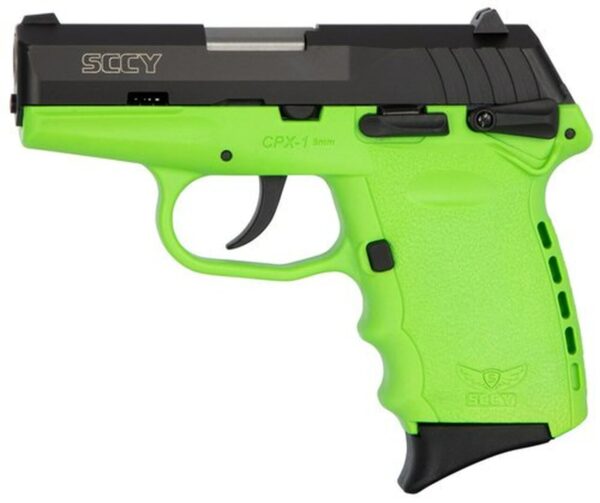 SCCY CPX-1 Carbon 9mm, 3.1" Barrel, Lime Grip, Black Stainless Steel Slide, 10rd