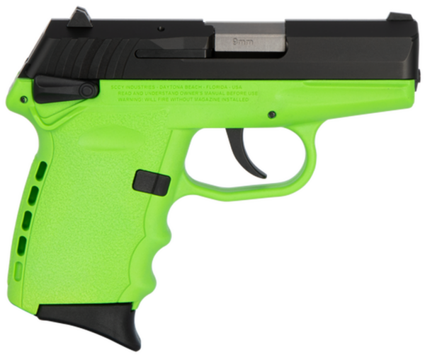 SCCY CPX-1 Carbon 9mm, 3.1" Barrel, Lime Grip, Black Stainless Steel Slide, 10rd