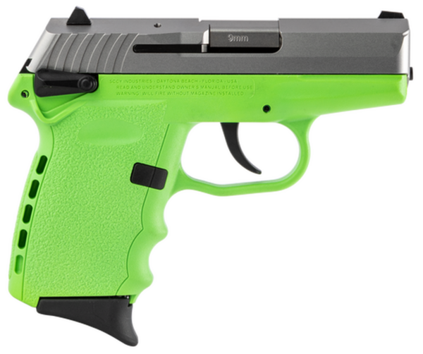 SCCY CPX-1 Carbon 9mm, 3.1" Barrel, Lime Grip, Stainless Steel Slide, 10rd
