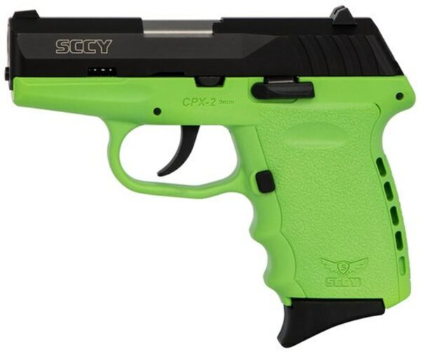 SCCY CPX-2 Carbon 9mm, 3.1" Barrel, Lime Grip, Black Stainless Steel Slide, 10rd