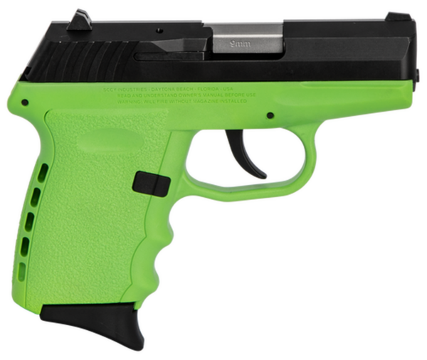 SCCY CPX-2 Carbon 9mm, 3.1" Barrel, Lime Grip, Black Stainless Steel Slide, 10rd