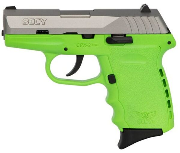 SCCY CPX-2 Carbon 9mm, 3.1" Barrel, Lime Grip, Stainless Steel Slide, 10rd