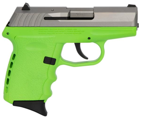 SCCY CPX-2 Carbon 9mm, 3.1" Barrel, Lime Grip, Stainless Steel Slide, 10rd