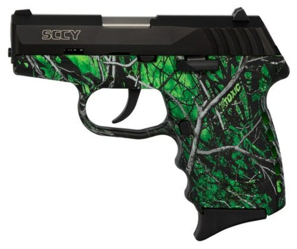 SCCY CPX-2 Carbon 9mm, 3.1" Barrel, Moon Shine Toxic Camo Grip, Black Stainless Steel Slide, 10rd