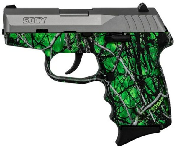 SCCY CPX-2 Carbon 9mm, 3.1" Barrel, Moon Shine Toxic Camo Grip, Stainless Steel Slide, 10rd