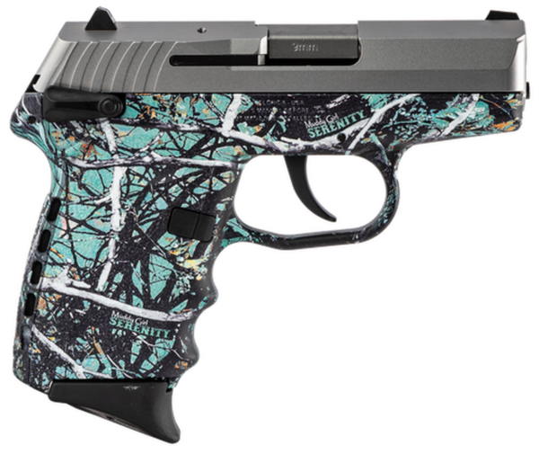 SCCY CPX-1 Carbon 9mm, 3.1" Barrel, Muddy Girl Serenity Grip, Stainless Steel Slide, 10rd