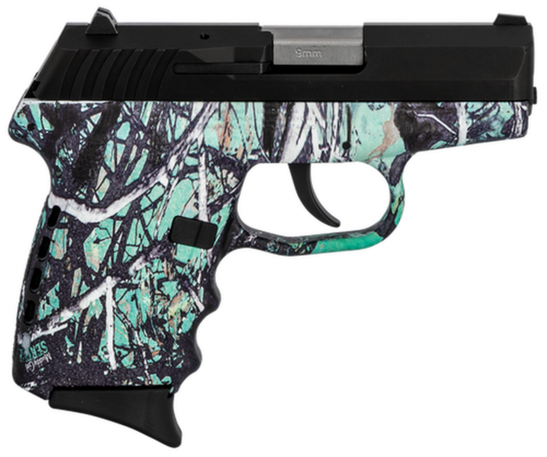 SCCY CPX-2 Carbon 9mm, 3.1" Barrel, Muddy Girl Serenity Grip, Black Stainless Steel Slide, 10rd