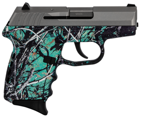 SCCY CPX-2 Carbon 9mm, 3.1" Barrel, Muddy Girl Serenity Grip, Stainless Steel Slide, 10rd