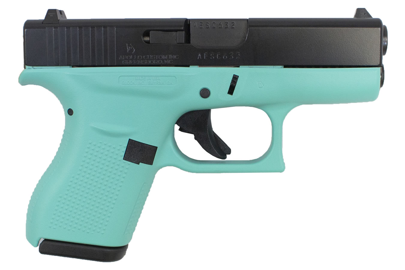 42 380 Auto Single Stack Pisol w/ Robins Egg Blue Cerakote Frame and Elite Black Slide - Firearms | The Gun Shop