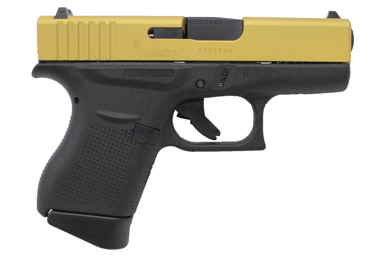 43 9mm Single Stack Pistol with Cerakote Gold Slide (Made in USA) - Firearms | The Gun Shop