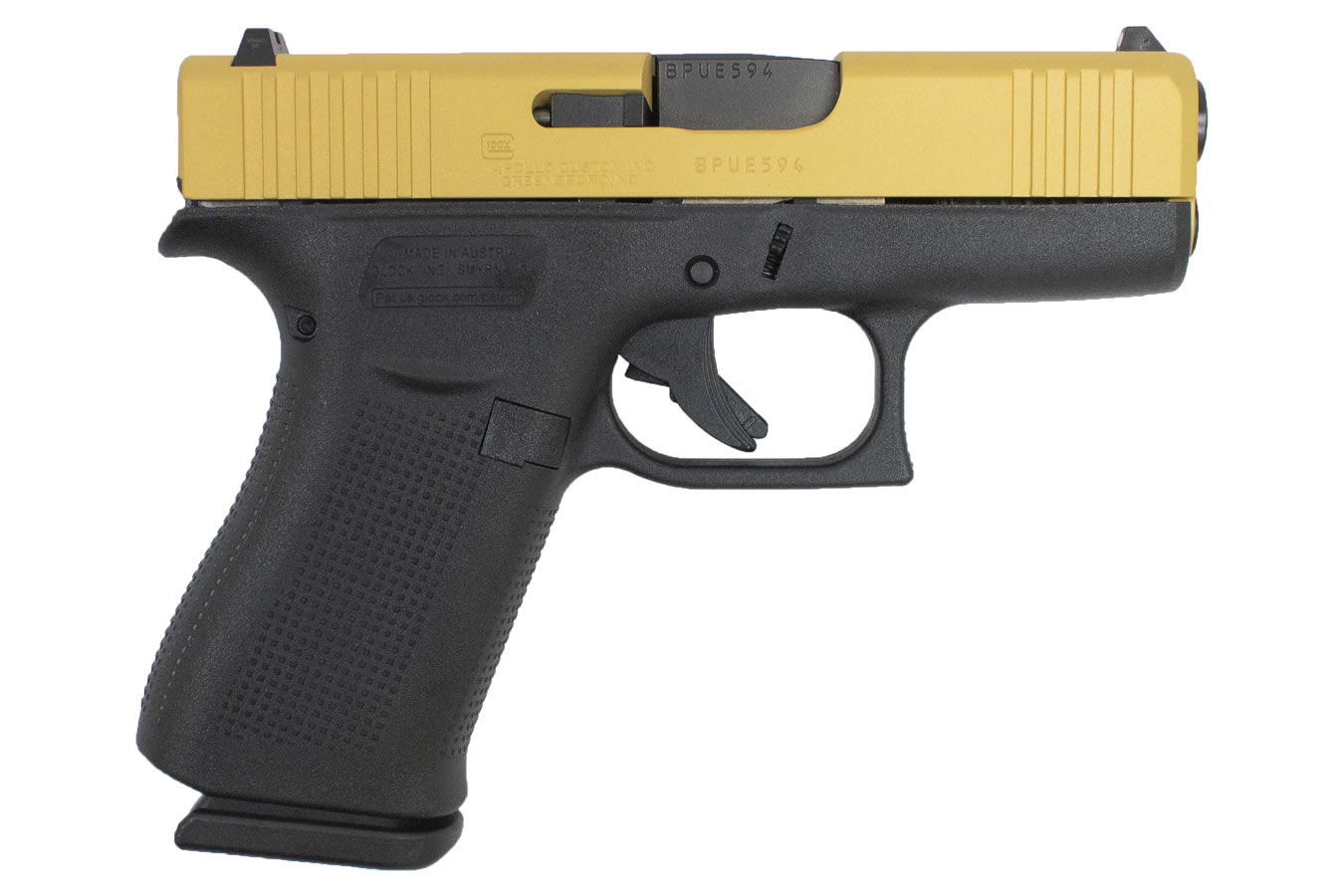 43x 9mm Single Stack Pistol with Cerakote Gold Slide