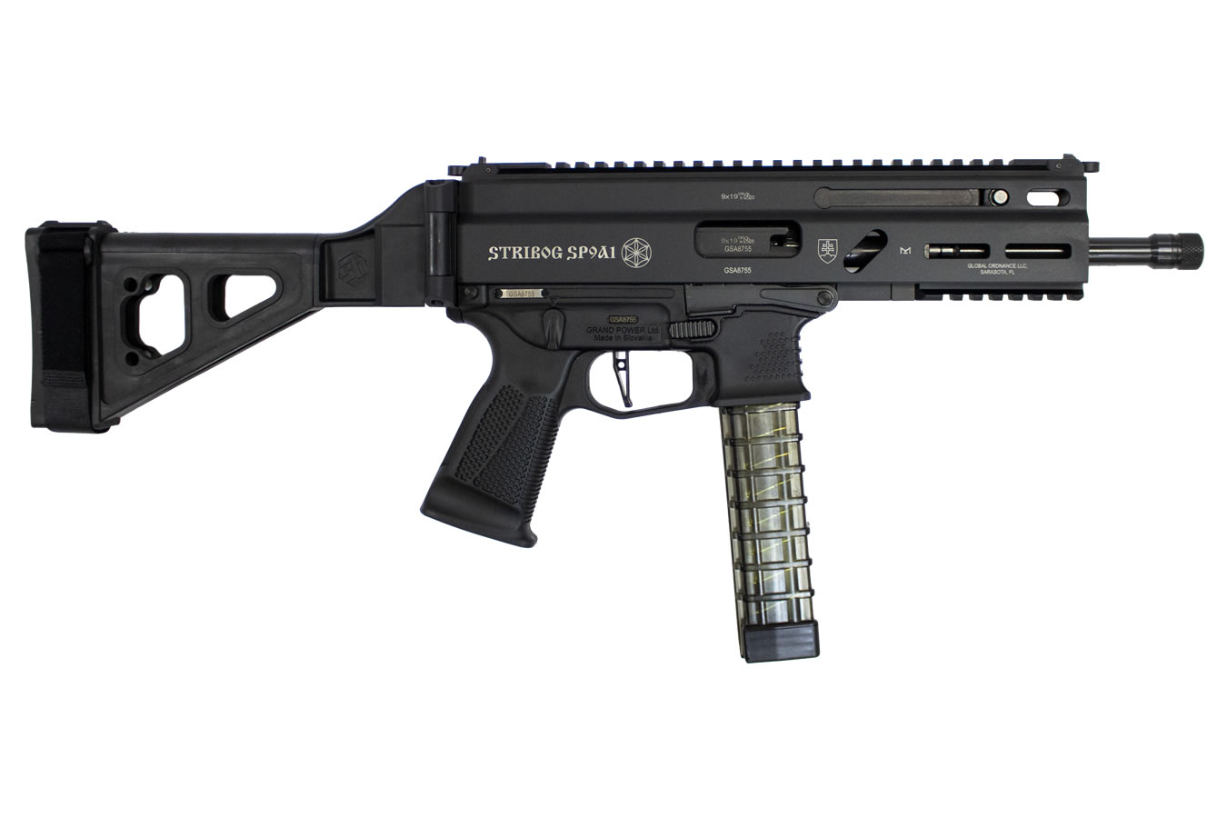 Stribog SP9A1 9mm Pistol with SB Tactical Side Folding Brace