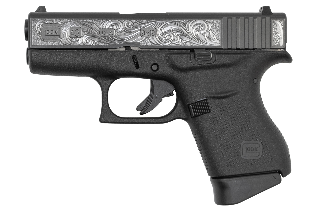 43 9mm Single Stack Pistol with Custom Engraved Slide (Made in the USA) - Firearms | The Gun Shop